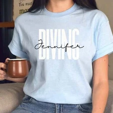 Personalized Diving Unisex T-shirt Custom name Diver Sand Blue Pink