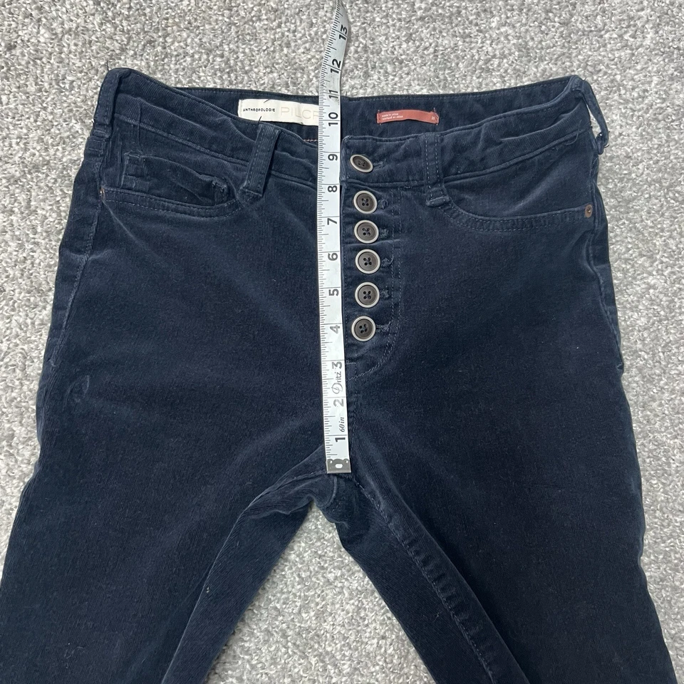 Pantalones Anthropologie Pilcro para mujer 28 azul pana tiro alto ajustados botones mosca Foto 4 de 4