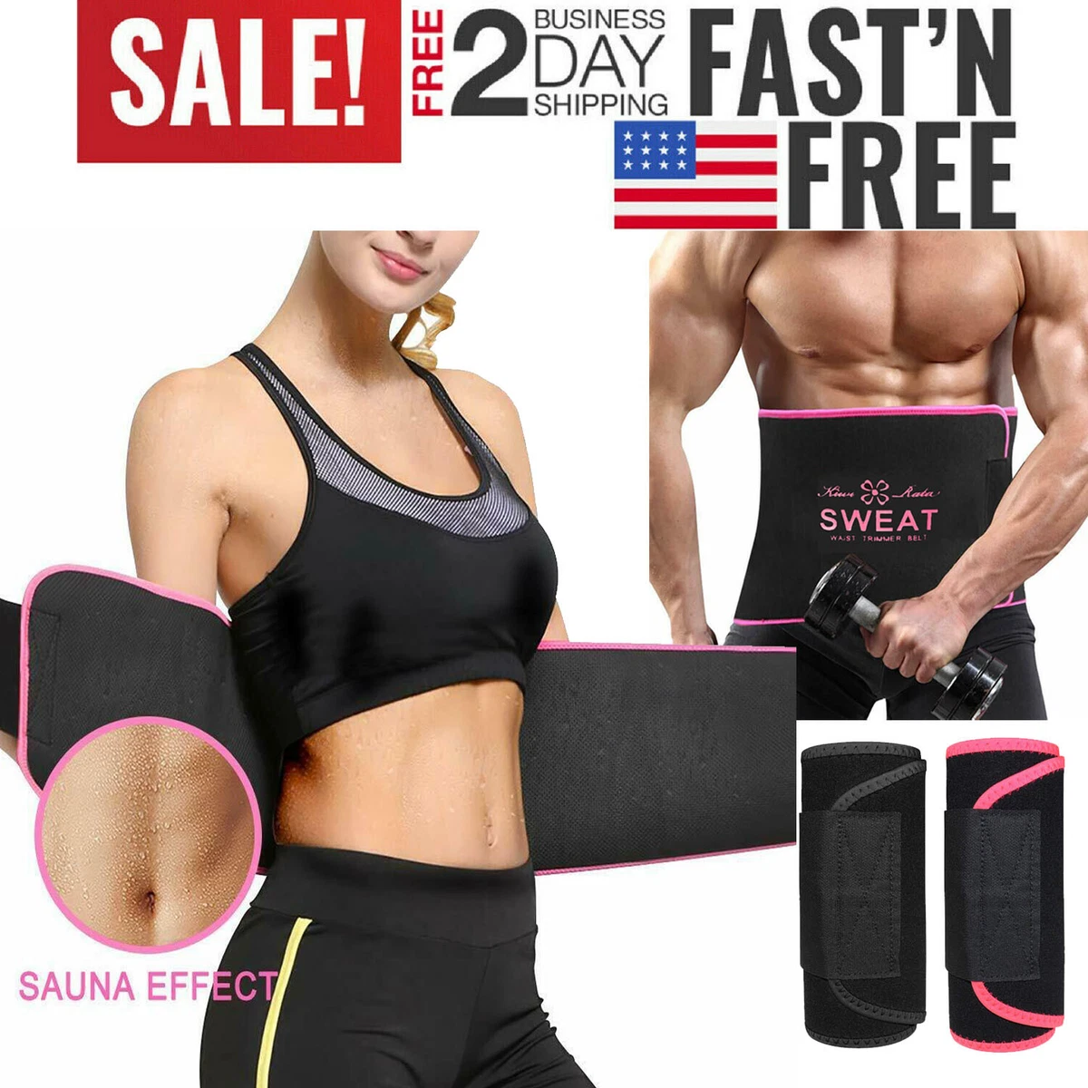 Waist Trimmer AB Belt Sweat Slim Weight Loss Sauna Belly Wrap Fat Burner  Girdles