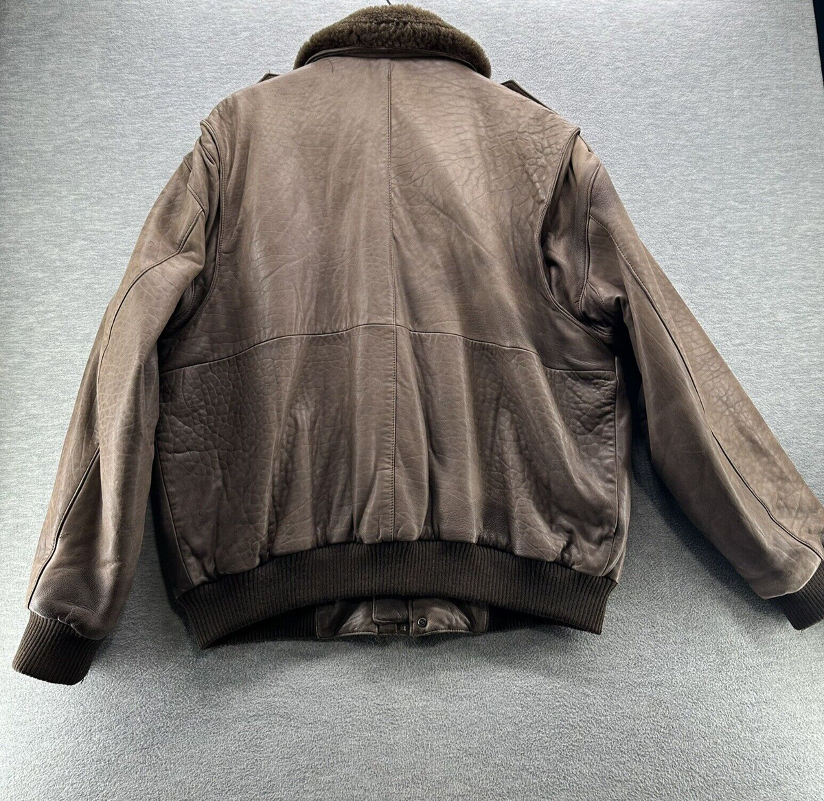 Vtg BROOKS BROTHER- Men's Brown Leather Bomber Flyers Jacket