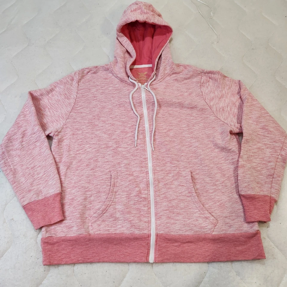 Sudadera con capucha Faded Glory para mujer talla 2XL bolsillos con cremallera completa rosa coral profundo Foto 2 de 4