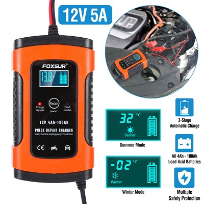 12V Smart Automatic Car Battery Charger Maintainer Trickle Boat ATV Pulse Repair