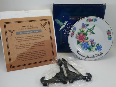 Vintage Ashton Hall Genuine Porcelain Collector's Plate ''Hummingbird in Flight'' 