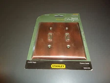 antique copper metal double swtch plate cover NEW STANLEY
