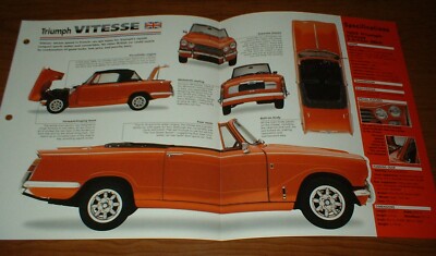 1969 TRIUMPH VITESSE 2.0 MKII ORIGINAL IMP BROCHURE SPECS INFO 69 MK II 2