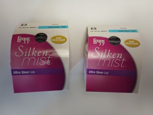 2 L'eggs Silken Mist Ultra Sheer Size B Black Mist Control Top 94499 ...