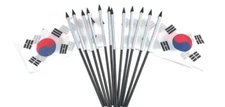 12 Pack 4x6 In South Korea Small Miniature Stick Desk & Little Table Flags