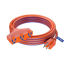 Extension Cord 15ft Multiple Outlets 16 Gauge Blue Orange ETL Listed