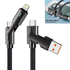 4in1 60W Type-C Cable Charger Cord for iPhone 16 15 14 13 17 Samsung S25 S24 S23