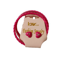 New Girl's Icay Pink Heart Earrings Bangle Fashion Set