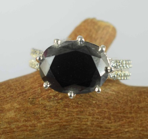 9.89 Ct Black Diamond Solitaire Oval Certified Ring Stunning Collection SEE VDO