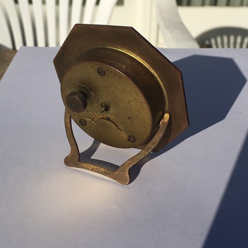 Antiguo reloj de trabajo de bronce dorado octágono guilloché esmaltado octágono de la década de 1890 de 2 7/8 pulgadas de alto - Imagen 5 de 12