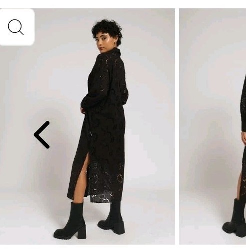 NEW ZARA S M 12 14 black broderie anglaise long duster coat jacket Shirt Dress - Picture 7 of 14