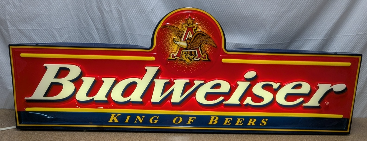 【当時物】 Budweiser 看板 St.Louis.USA 特大 91cm Vintage 1999 Anheuser Busch Budweiser King of Beers Lighted Sign