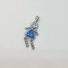 Sterling Silver Birthstone Baby Girl Pendant Charm Colored Cubic Zirconia Stone