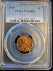 1949-P Lincoln Wheat Penny, PCGS Graded, MS64, RD