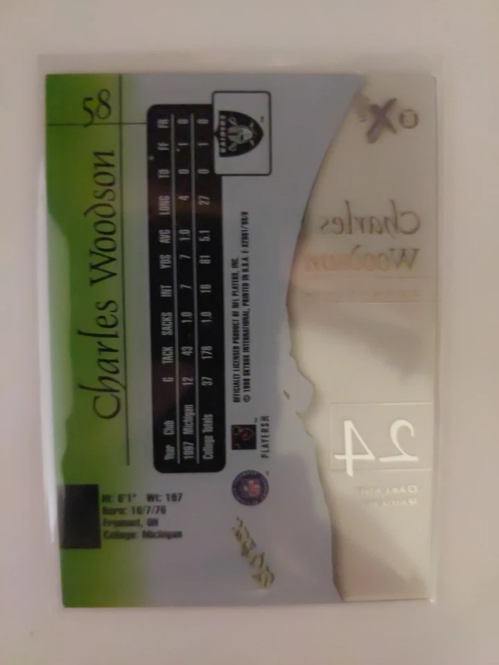 1998 EX 2001 Football Charles Woodson #58 - SD1264 - Image 2 of 4