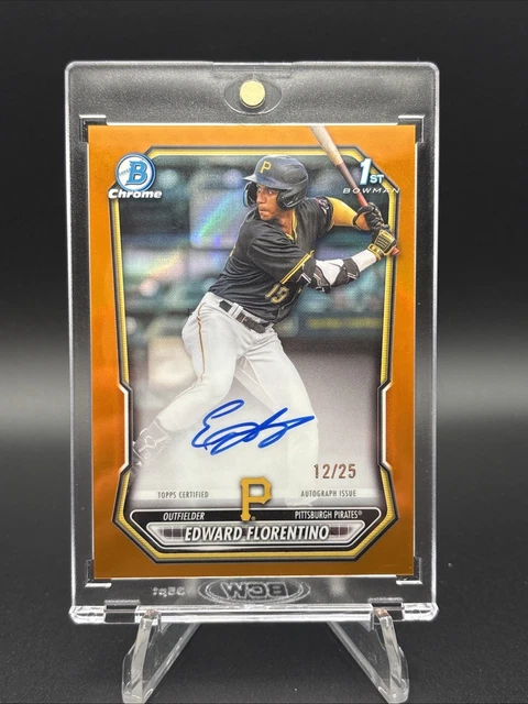 2026 Bowman Baseball Edward Florentino TRUE Orange Autogramm #12/25 Piraten auf Karte