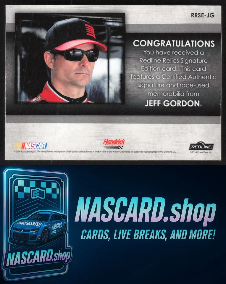 2014 Press Pass Redline Jeff Gordon Redline Relics Signature Edition Gold #/10 - Image 2 of 2