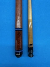 JACOBY CUSTOM POOL CUE 12.3MM 29" KW SHAFT COCO BLUE JEAN LAPIS MAPLE LEATHER