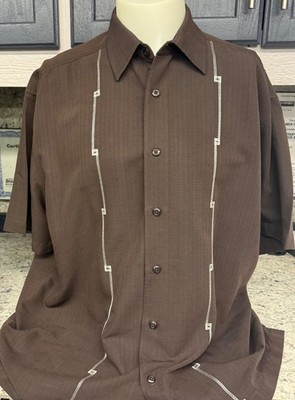 Axis LA Mens Sz. XL Camp Shirt Rayon/Poly Embroidered SS Slight mark front Pic 3
