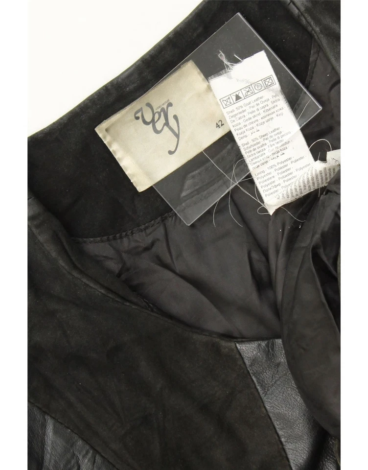 VERO MODA Womens Leather Jacket IT 42 Medium Black Colourblock Leather CW06 - Image 4 of 4