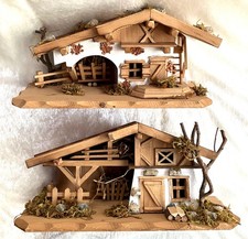 HOLZ Krippe Weihnachtskrippen mit Figuren Holzkrippe Varianten Engel Holzscheibe