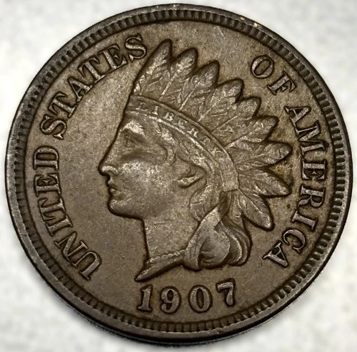 1907 Indian Head Cent Penny XF Extra Fine Condition 1c One Cent US Coin- 1267