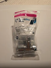 SharkBite UR25558 Dual-Outlet Angle Stop Valve, 1/2 x 3/8 x 3/8 Polished Chrome