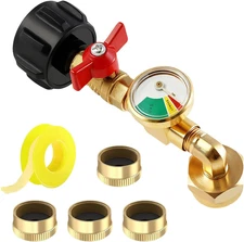 Propane Refill Adapter for 1Lb. Tanks, Solid Brass 90 Degree 20Lb to 1Lb Convert