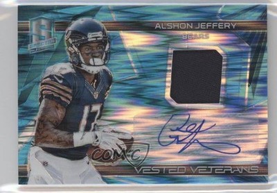 2015 Spectra Vested Veterans Neon Blue Prizm 23/50 Alshon Jeffery Auto 0f8
