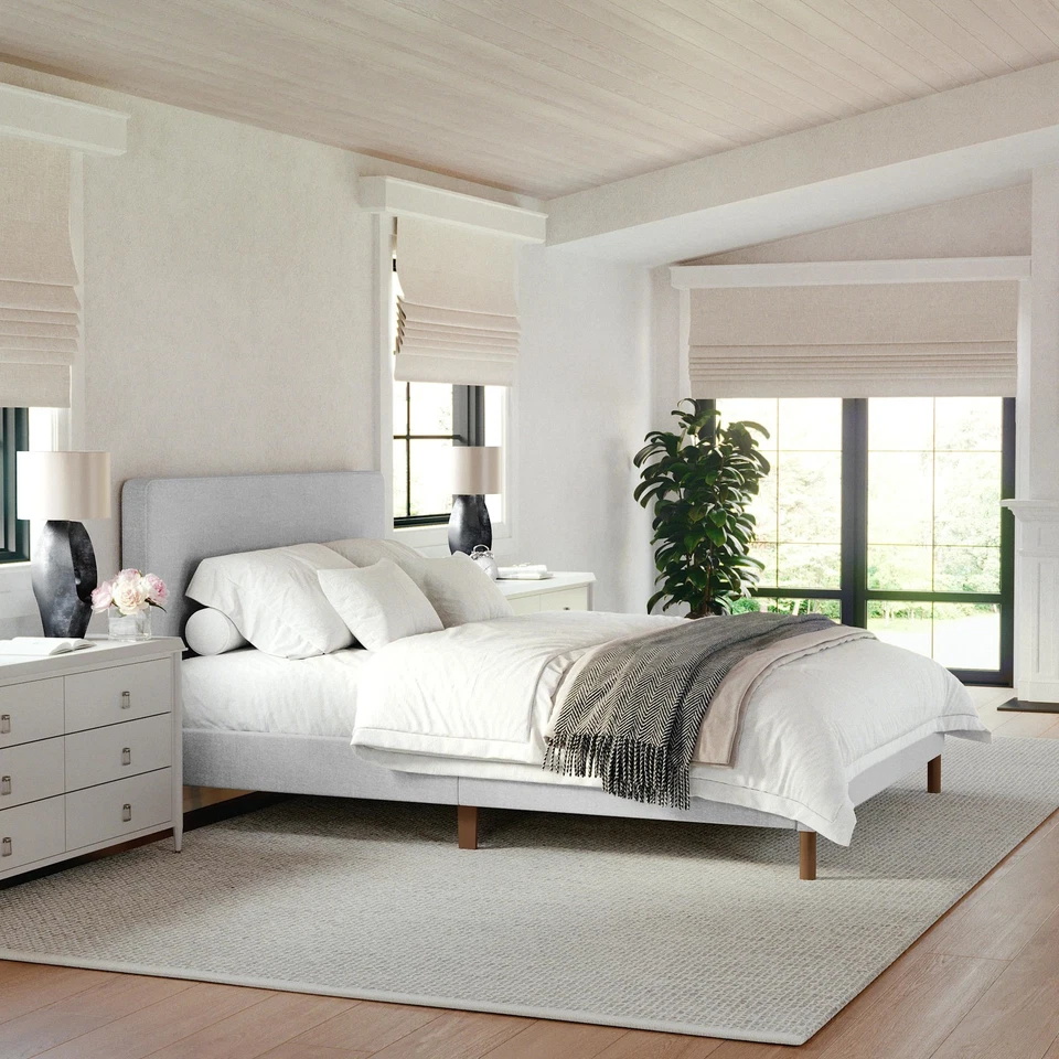 Marco de cama de madera Flash Furniture TW-3WDB01B-Q-MS Britta Queen - beige/nogal Foto 2 de 4