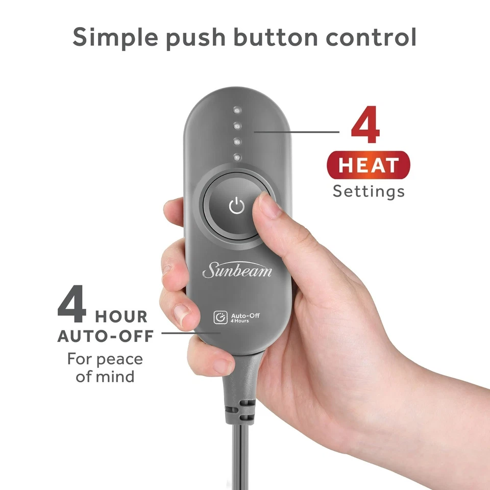 Sunbeam Heated Microplush Sherpa Throw 50×60″ – Red Plaid with Remote - Image 3 of 4