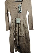 NWT Zone Express Tan/Carmel Sweater Cotton Combo Dress Women's Medium 