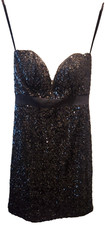 NEW ABYSS by Abby Size M Rockstar Strapless Black Sequin Mini Dress Built-in Bra