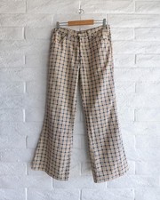 Vintage 60s Checkered Plaid Bell Bottoms Men's 33 Geometric Pattern Disco Preppy