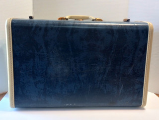 VTG 1950s Samsonite Shwayder Bros Hard Shell Suitcase Blue Marble No Key