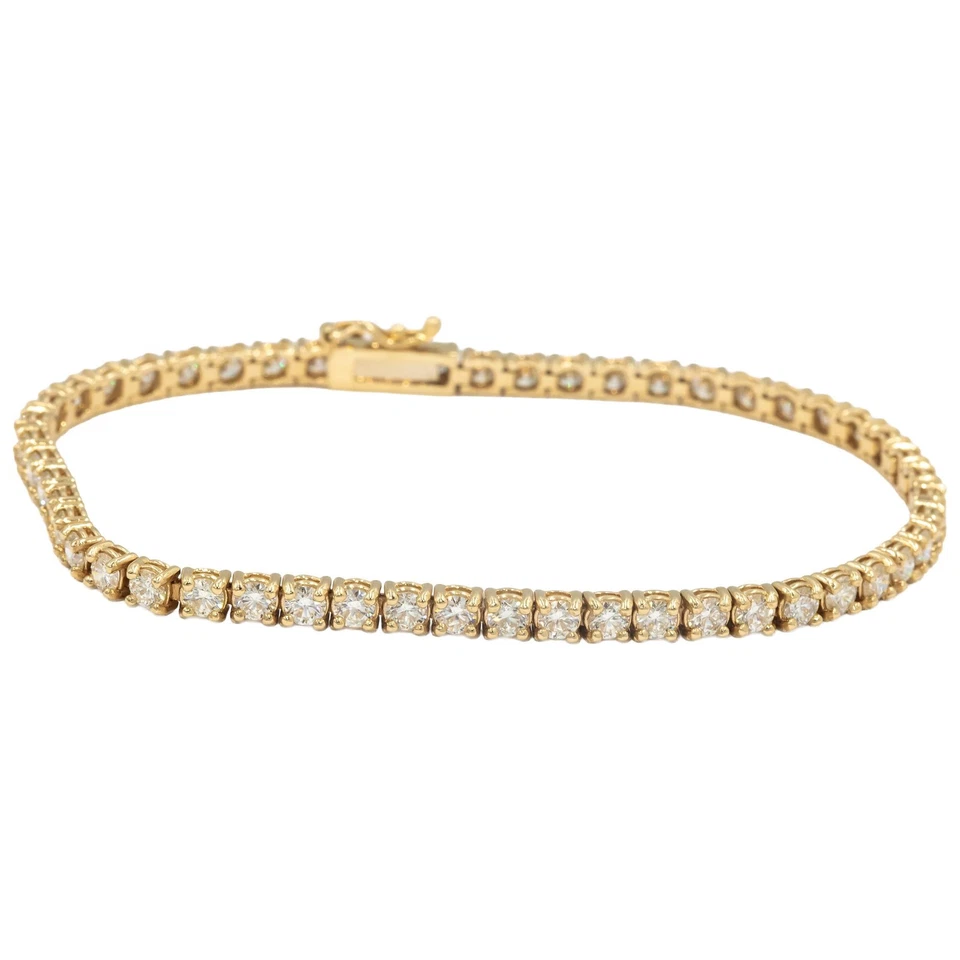 14K Yellow Gold VS Diamond 4 Prong Tennis Bracelet Sleek Design 4.81CT