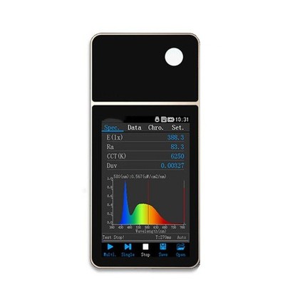 Spectrometer Illuminance Meter with Measurable Parameters Tc(K) Duv E(lx) E(Fc)
