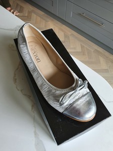 silver leather ballet pumps