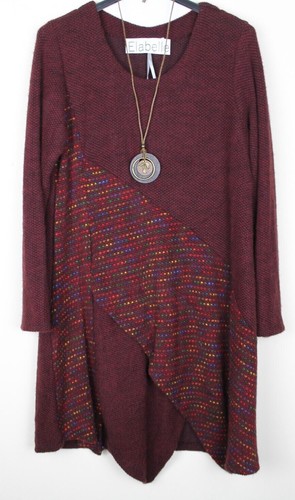New Autumn Ladies Italian Soft Knitted Long Jumper Dress Top with Necklace - Picture 5 of 9