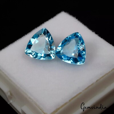 gemsplatter Trillion 8x8mm Paar Swiss Blue Topaz Natur Blau 2tlg Zertifikat