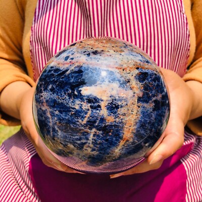 6.82LB Natural Beautiful Blue Striped Ball Quartz Crystal Sphere Healing 1093