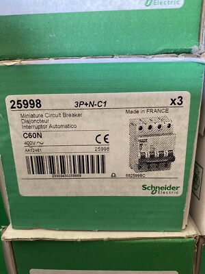 Schneider Electric C60N Leitungsschutzschalter | 3P+N-C1 | 4-polig | 60A | NEU