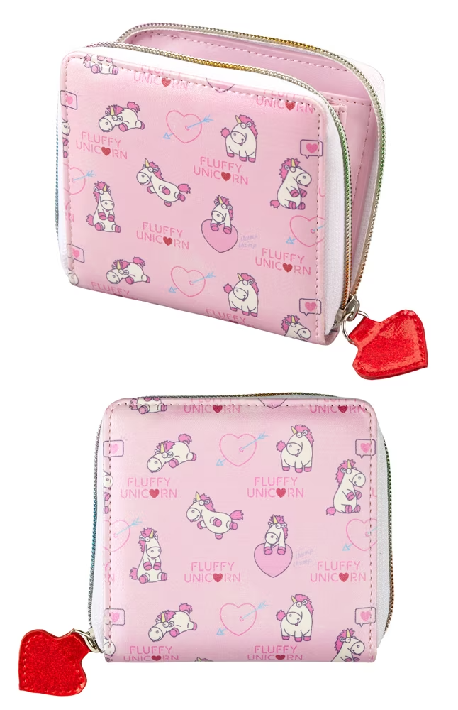 Universal Studios Despicable Me Fluffy Unicorn Pink Heart Leather