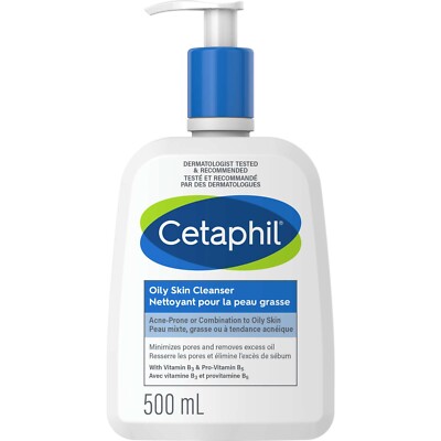 Cetaphil Oily Skin Cleanser Gentle Foaming Daily Face Wash Acne Prone 500ml NEW
