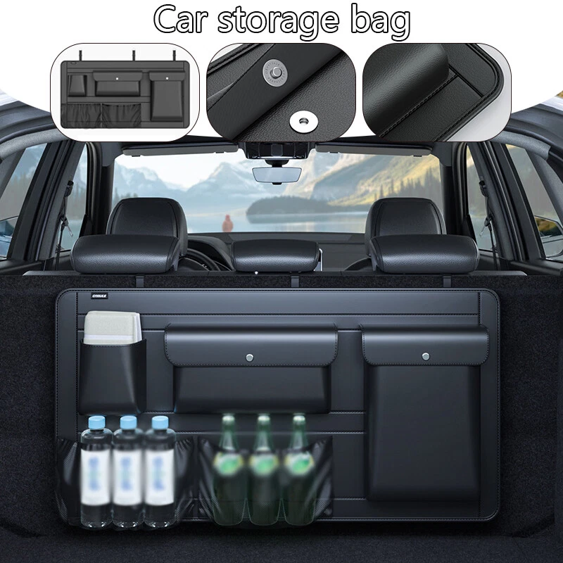 Car Hanging Storage Box PU Leather Backseat 5 Bag Trunk Organizer Seat Back