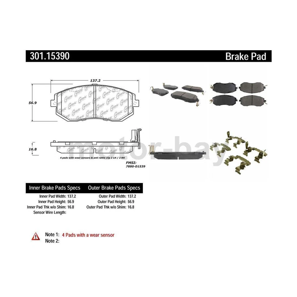 Juego de pastillas de freno delanteras traseras Centric Parts para Subaru BRZ 2013 2014 2015 2016 Foto 2 de 4