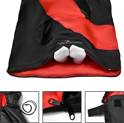 Outdoor Sleeping Bag Matt 87 x 30" in Red Black 10 °C- 20° C Polyester 3 Seasons - 第 2/11 張圖片