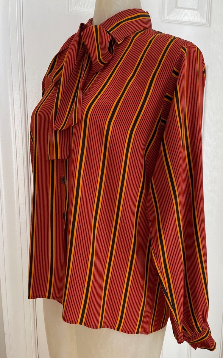Saint Laurent Rive Gauche Silk Pussy Bow Blouse Size 38